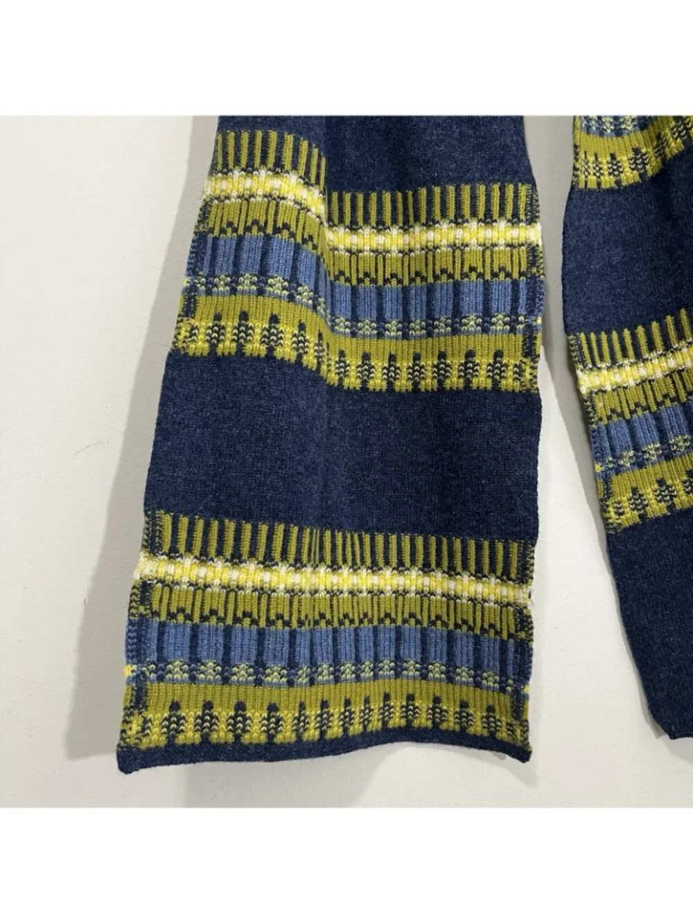 White Stuff Thick Warm Soft 80% Wool Blend Fairisle Scarf Blue 74